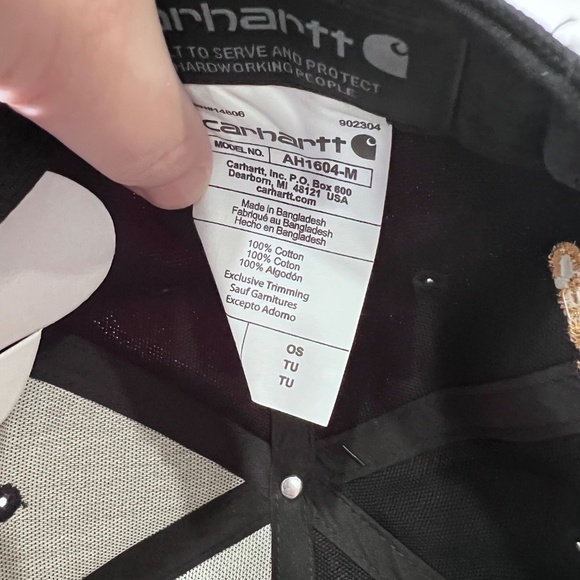 Carhartt Black Firm Duck Flat Snapback Baseball Cap - Picture 3 of 7